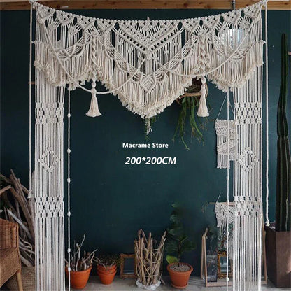 Decobites Macrame Cotton Wedding Tapestry Window Curtain Wall Hanging Boho Decor