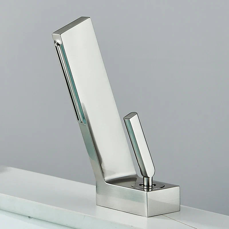 DecorBites™ Brass Waterfall Basin Faucet Hot/Cold Mixer Taps Single Handle Bathroom Sink