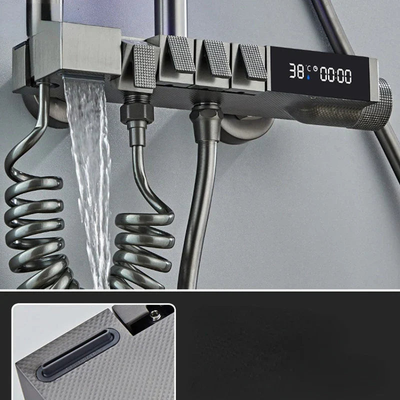 DecorBites™ Digital Display Brass Thermostatic Shower Faucet Set for Bathroom