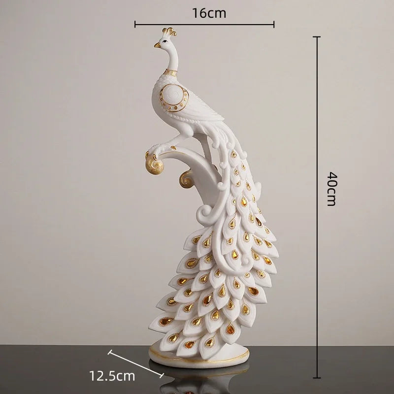 DecorBites™ Golden Phoenix Peacock Sculpture Home Decor Ornament Figurine