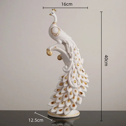 DecorBites™ Golden Phoenix Peacock Sculpture Home Decor Ornament Figurine