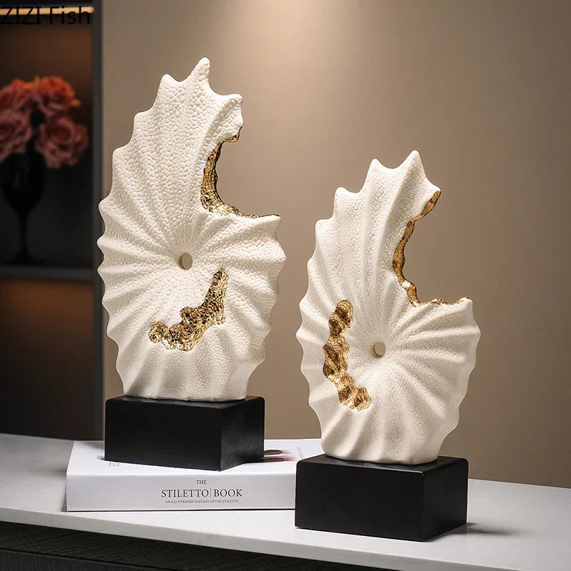 Adorno de escritorio Feng Shui DecorBites™ con paisaje de cerámica dorada: Decoración y estética abstracta para habitaciones