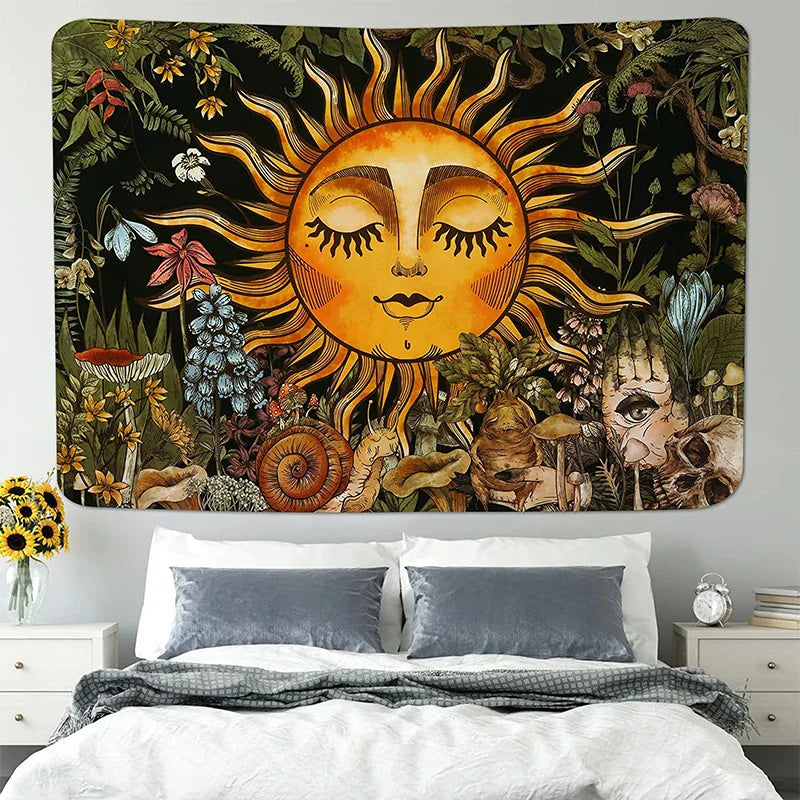 Decobites Vintage Floral Wall Tapestry - Mystical Hippie Dorm Decor