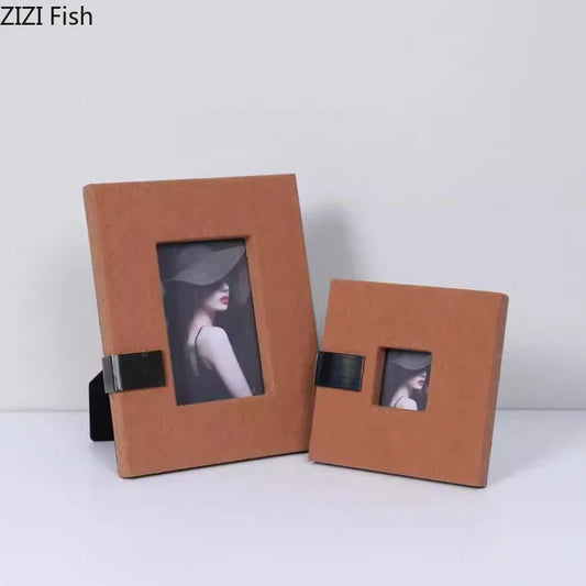 DecorBites™ Leather Photo Frame | Modern Design Picture Frame Bedside Table & Desk Décor