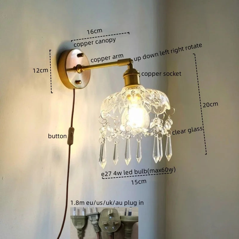 DecorBites™ Crystal Copper LED Wall Sconce Light for Home Decor & Indoor Lighting