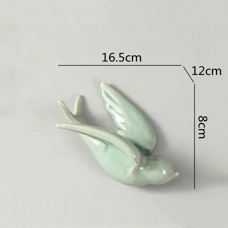 DecorBites™ Flying Bird Ceramic Wall Ornament Simulation Room Decoration Indoor Accent