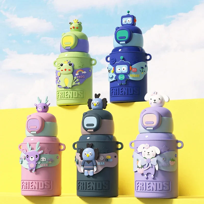 DecorBites™ Cartoon Animals Insulated Stainless Steel Mug with Silicone Sleeve