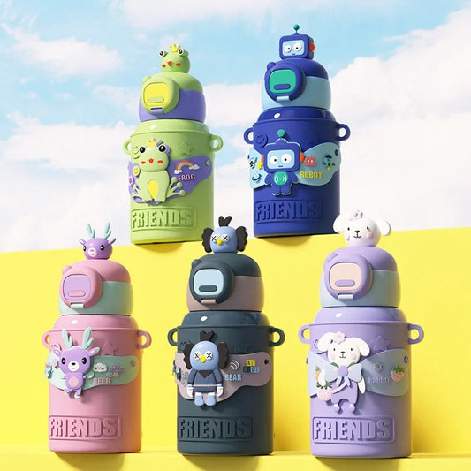 DecorBites™ Cartoon Animals Insulated Stainless Steel Mug with Silicone Sleeve