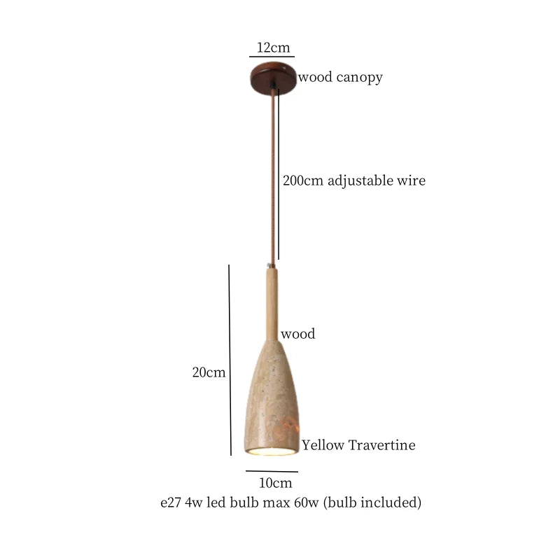 DecorBites™ LED Wood Yellow Travertine Pendant Light for Living Room Bedside - Nordic Interior Lighting