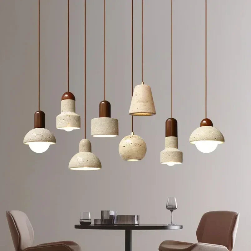 DecorBites™ Elegant Wabi Sabi Travertine Pendant Lamp for Dining Desk & Kitchen Island