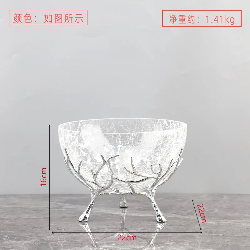 DecorBites™ Golden Branch Glass Fruit Plate: Stylish Home Storage Container & Decor Accessory