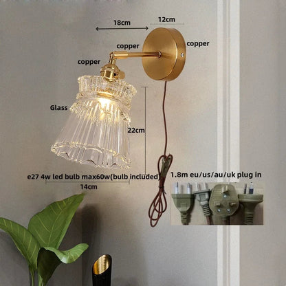 DecorBites™ Clear Glass LED Wall Lamp Pull Chain Switch Modern Luxury Home Decor