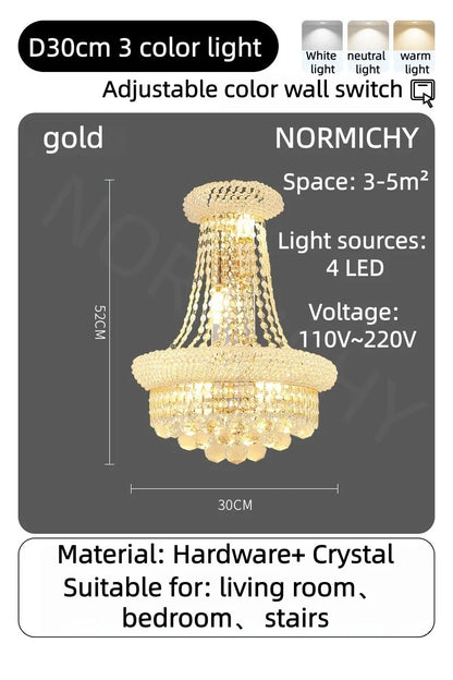 Modern Crystal Staircase Chandelier in Gold or Black