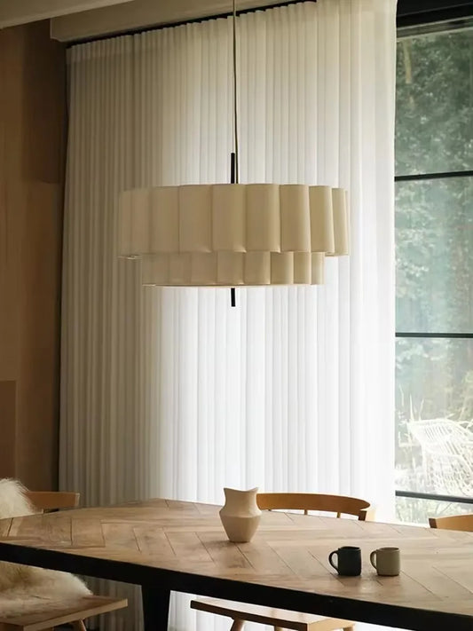 Wabi-Sabi White Fabric Pendant Light
