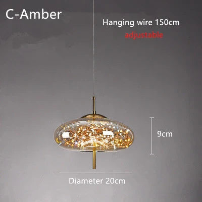 Nordic Star Glass Pendant Light With Long Cord