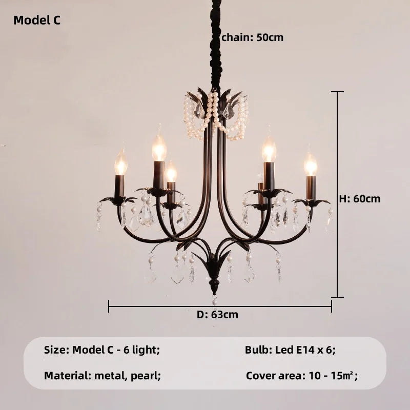 DecorBites™ Elegant Black Crystal Chandelier Pendant Light for Living Room