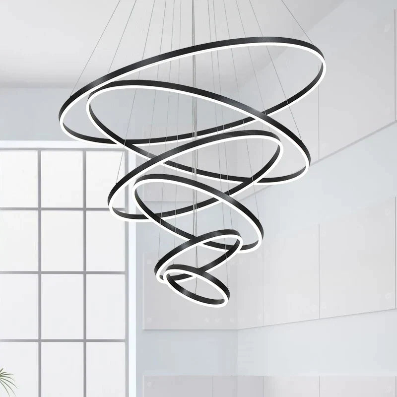 DecorBites™ Circle Ring Art Chandelier for Duplex Villa Staircase Hall Living Room