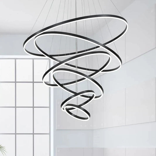 DecorBites™ Circle Ring Art Chandelier for Duplex Villa Staircase Hall Living Room