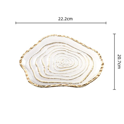 DecorBites™ Gold Foil Glass Tray Geometric Fruit Plate Home Decor Accessory