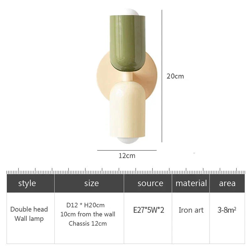 Apliques de pared LED de doble cabezal color crema DecorBites™ para decoración de interiores en sala de estar y dormitorio