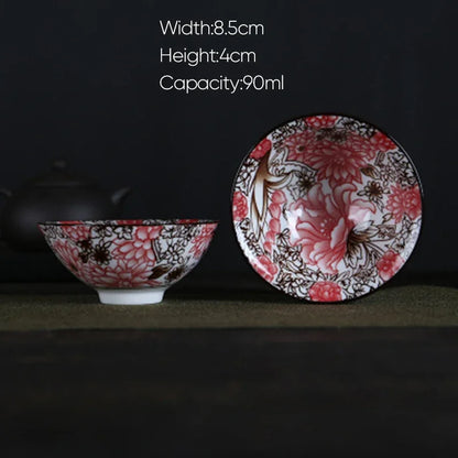 DecorBites™ Blue and White Porcelain Hand-Painted Tea Cups - Set of 1