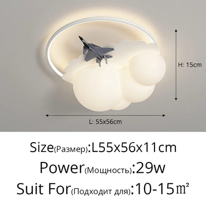 DecorBites™ Kids Cloud Airplane Ceiling Light: Modern LED Bedroom Chandelier for Boys and Girls