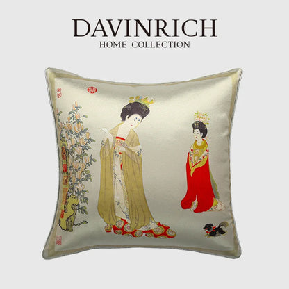DecorBites™ Chinese Beauty Girl Luxury Cushion Cover for Living Room Sofa