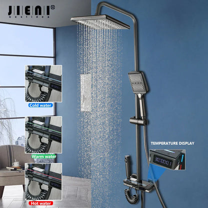 DecorBites™ LED Rain Shower Set with Digital Display & Bidet Mixer Faucet