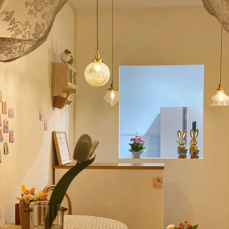 DecorBites™ Clear Glass Copper LED Pendant Lamp for Home Decor & Lighting