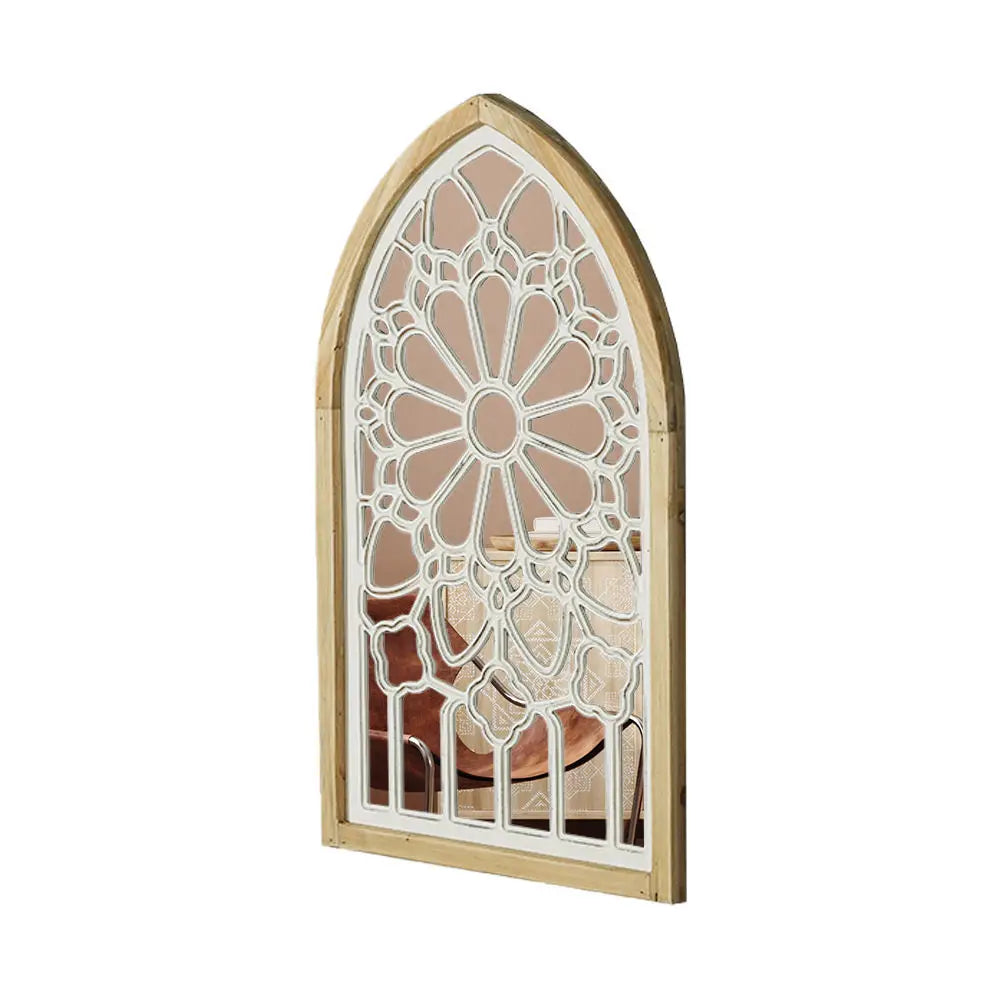 Wooden Gothic Wall Mirror 39.5-Inch Carved Frame