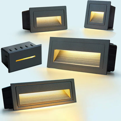 Aplique de pared LED empotrable DecorBites™ para escalones y escaleras exteriores, resistente al agua IP65.