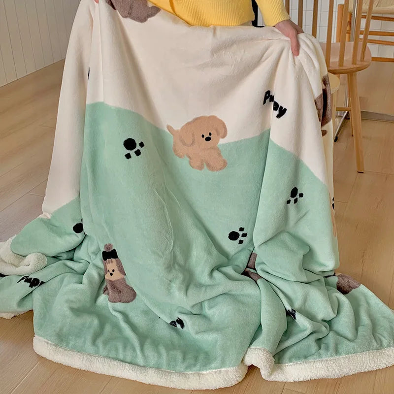 DecorBites™ Korean Cartoon Plush Blanket, Soft Nap Sofa Cover for Home Dormitory