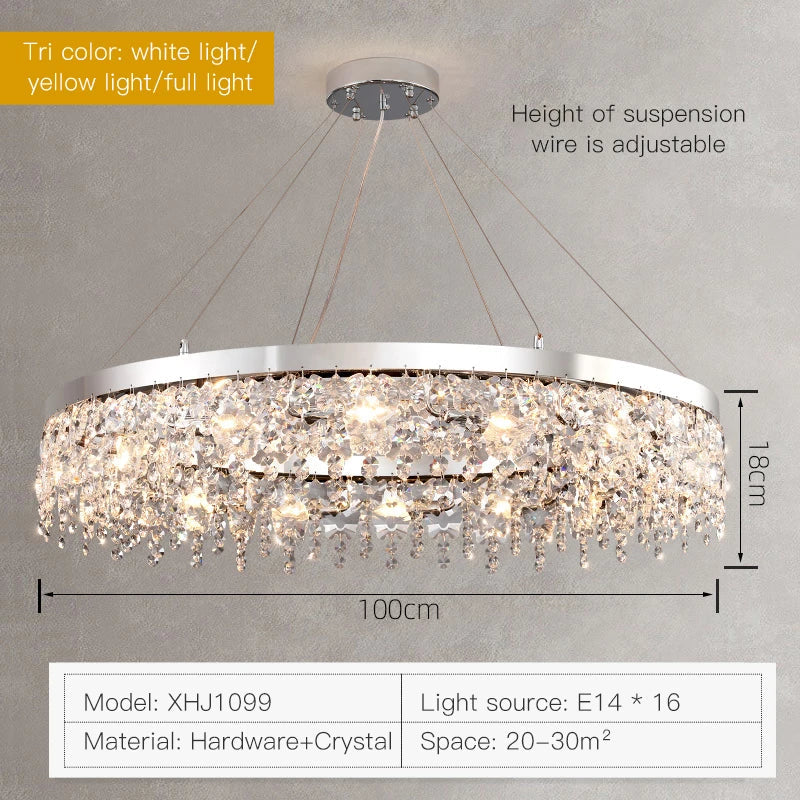 DecorBites™ Crystal Chandelier: Modern Nordic LED Living Room Lamp