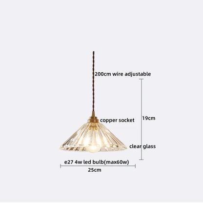 DecorBites™ Japanese Style LED Pendant Lamp Copper Glass Hanging Light Fixtures