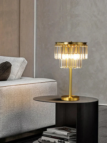 DecorBites™ Crystal Table Lamp Gray - Elegant Bedroom Nightstand Lighting