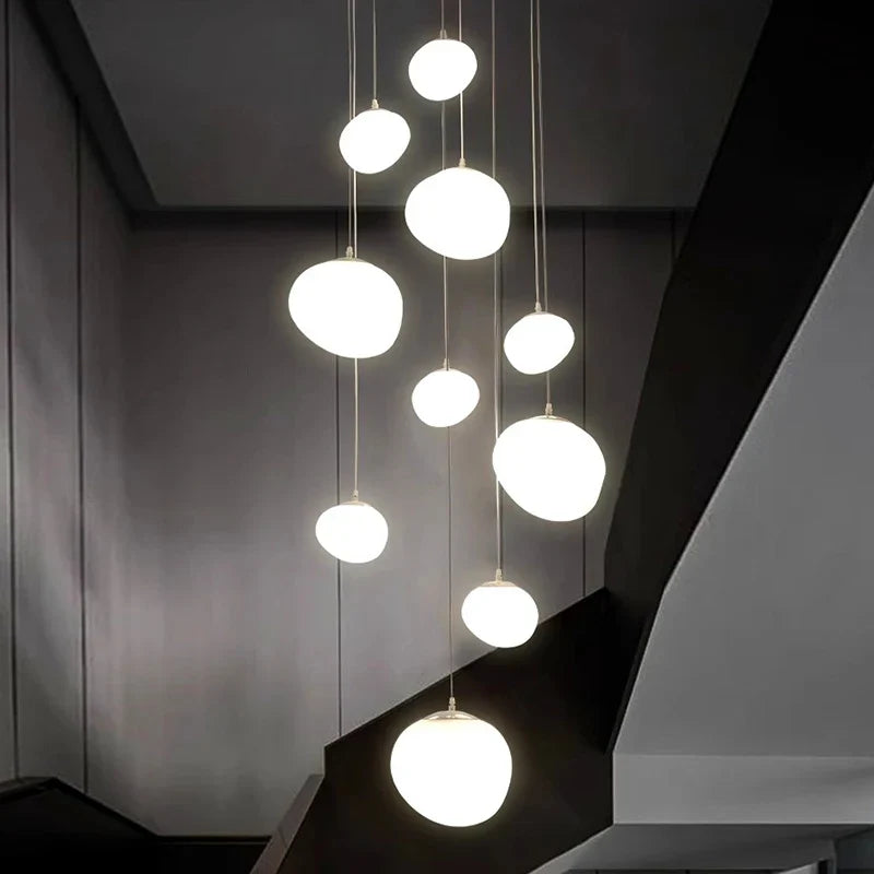 Modern Brushed Stainless Acrylic Multi-Head Pendant Light