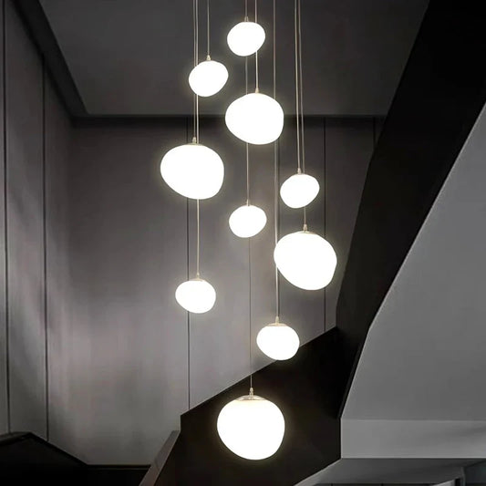 Modern Brushed Stainless Acrylic Multi-Head Pendant Light