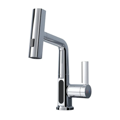 DecorBites™ Digital Display Brass Basin Faucet, Hot Cold Mixer, White Single Lever