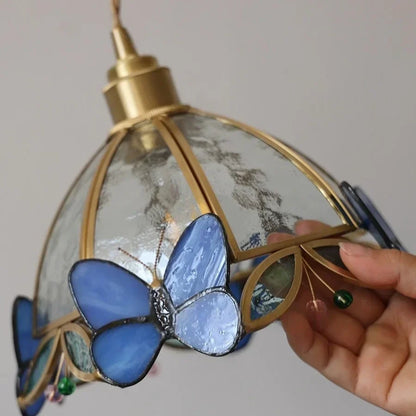 مصباح حائط زجاجي على شكل فراشة LED من DecorBites™ مع مفتاح سلسلة سحب