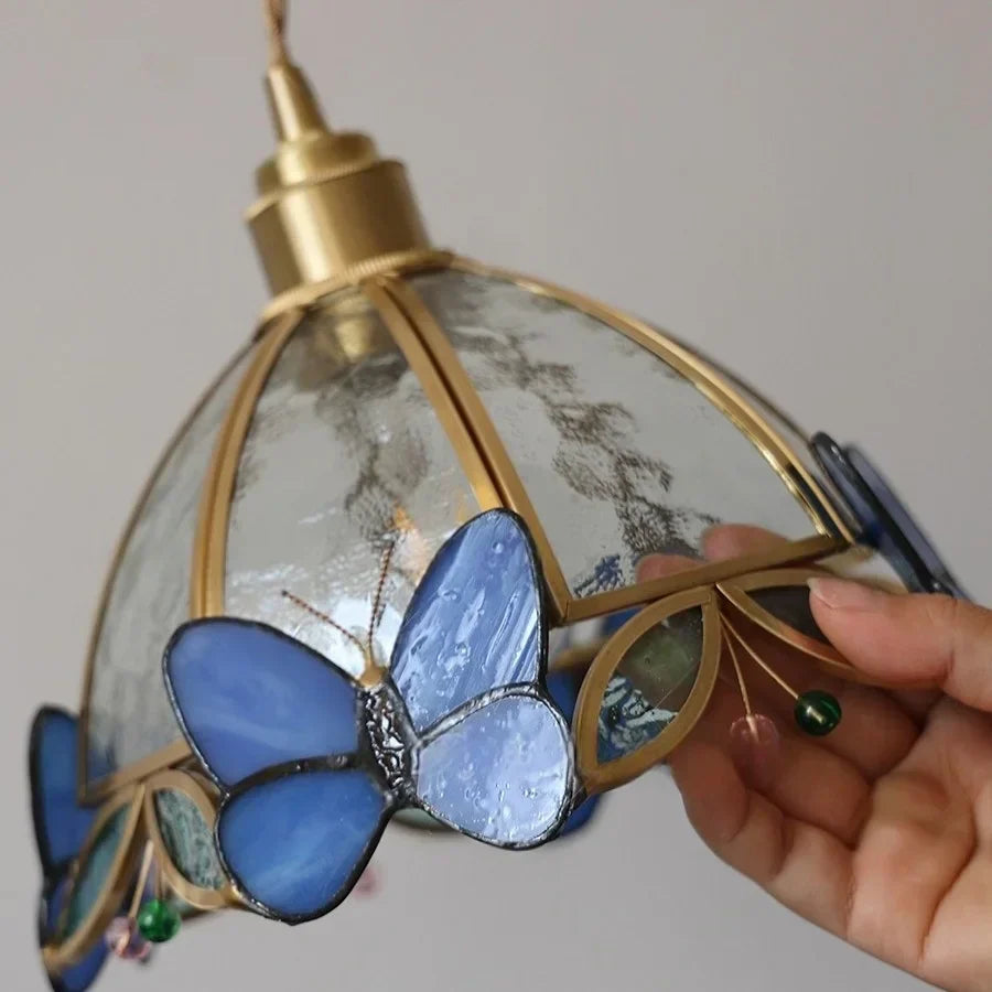 Lámpara de pared de vidrio en forma de mariposa LED Decorbites™ con interruptor de cadena de tiro
