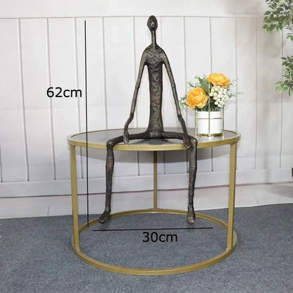 ديكوربايتس™ - منحوتة معدنية تجريدية لشخص أسود من الحديد الزهر لتزيين سطح المكتب