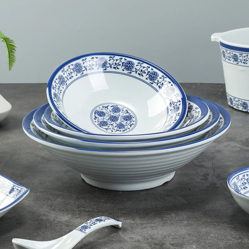 DecorBites™ Blue and White Imitation Porcelain Dinner Set