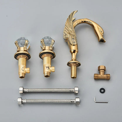 DecorBites™ Gold Swan Basin Faucet - Dual Crystal Handle Bathroom Mixer Tap - Cold/Hot Water
