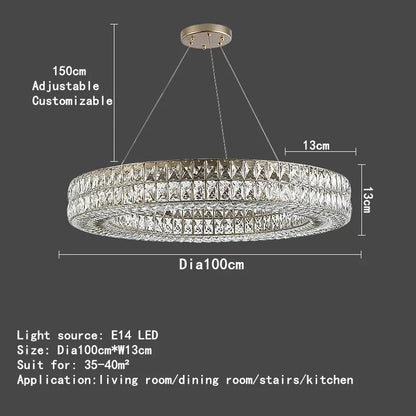 Lámpara de araña colgante circular de cristal DecorBites™ - Iluminación de lujo para decoración de interiores