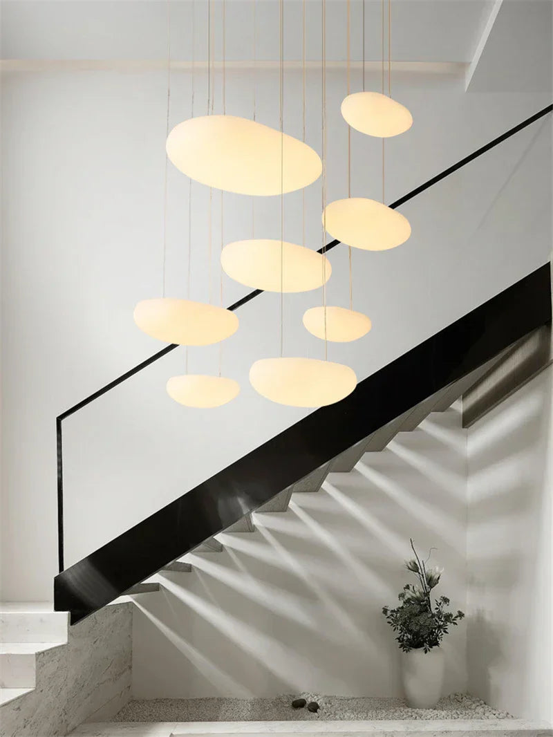 Luz colgante de guijarro LED Decorbites™: Elegante lámpara de araña blanca para la decoración del salón, dormitorio y restaurante.