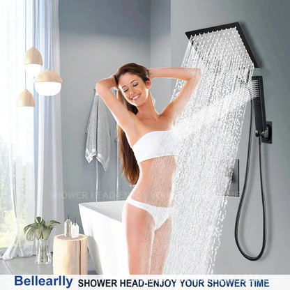 DecorBites™ Black Full Shower System Set with Rain Pressure Spray Head and Faucet Panel