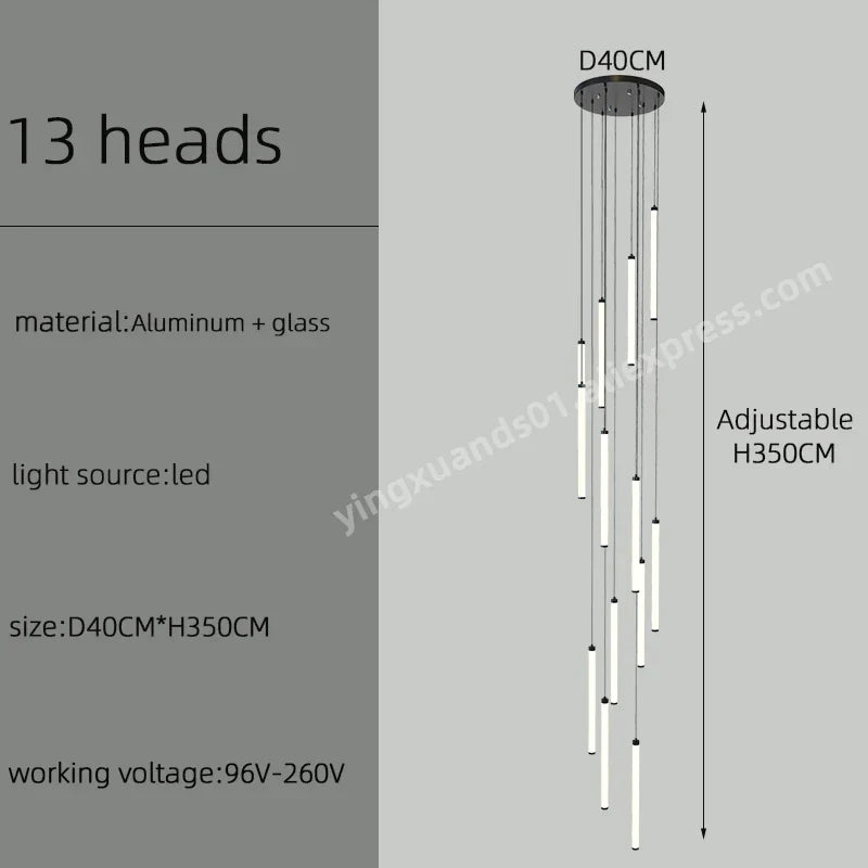 DecorBites™ LED Staircase Chandelier for Home Hotel Hall Lighting