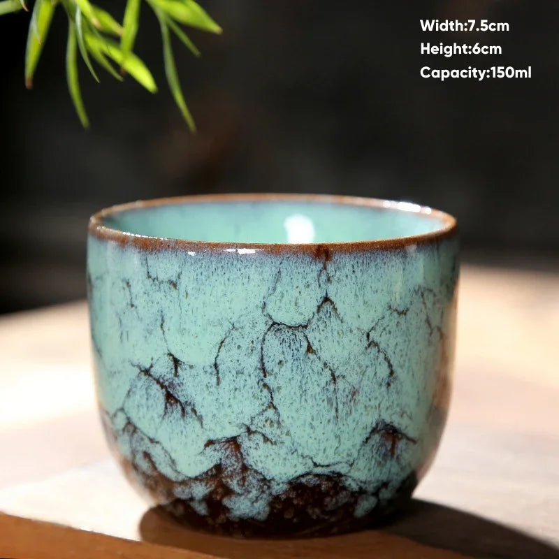DecorBites™ Japanese Kiln Transformation Ceramic Tea Cup Espresso Coffee Mug Pottery Kung Fu Teacup