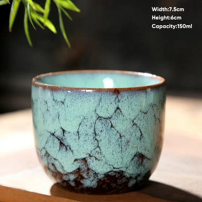 DecorBites™ Japanese Kiln Transformation Ceramic Tea Cup Espresso Coffee Mug Pottery Kung Fu Teacup