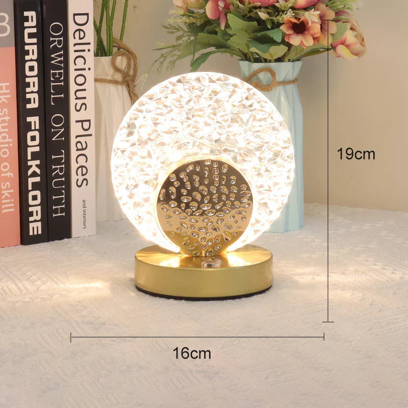 Lámpara de mesa LED de cristal DecorBites™ con control táctil y mando a distancia para dormitorio y sala de estar
